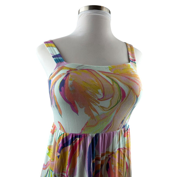 Soma Wknd Soft Jersey Trapeze Maxi Bra Dress Tiered in Fresh Tropical Medium - Picture 3 of 16